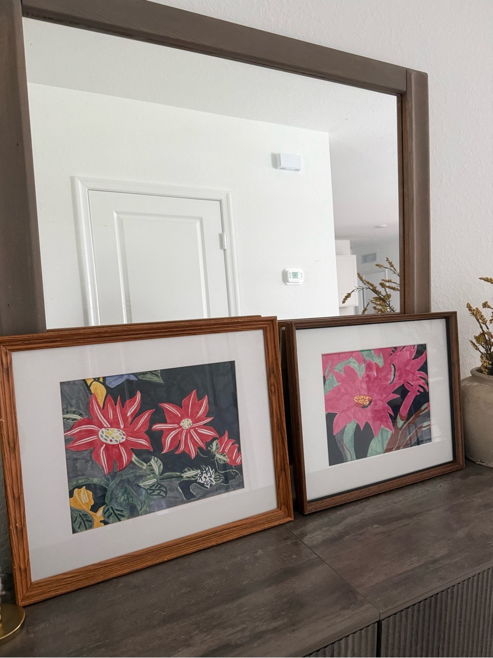 Framed Pink Floral Art Print - Home Art
